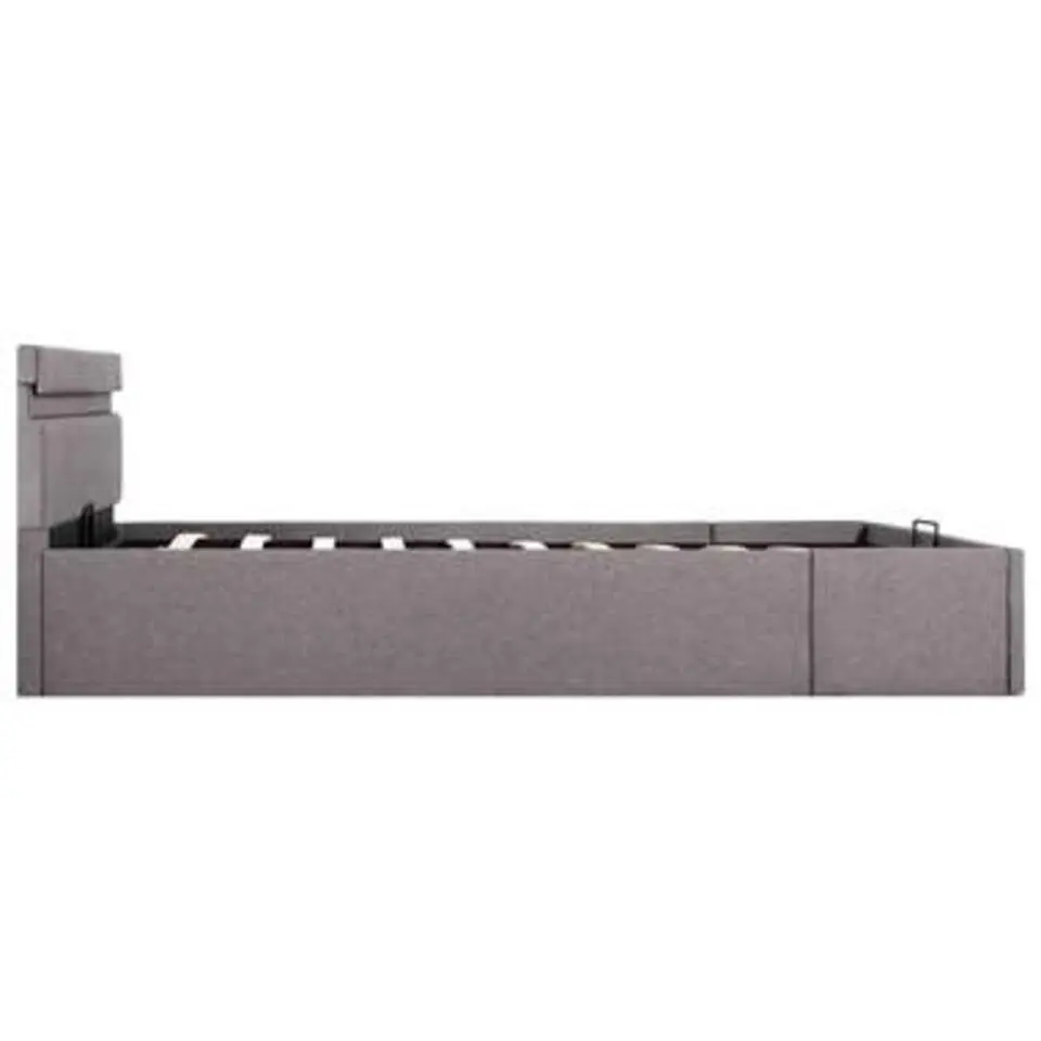vidaXL - Bed met opbergruimte en LED - Hydraulische - Taupe - Stof - 120x200 cm