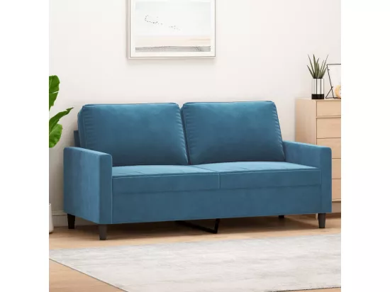Canapé à 2 places Bleu 140 cm Velours
