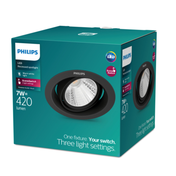Philips inbouwspot LED Pomeron SceneSwitch 1x7W 2700K zwart
