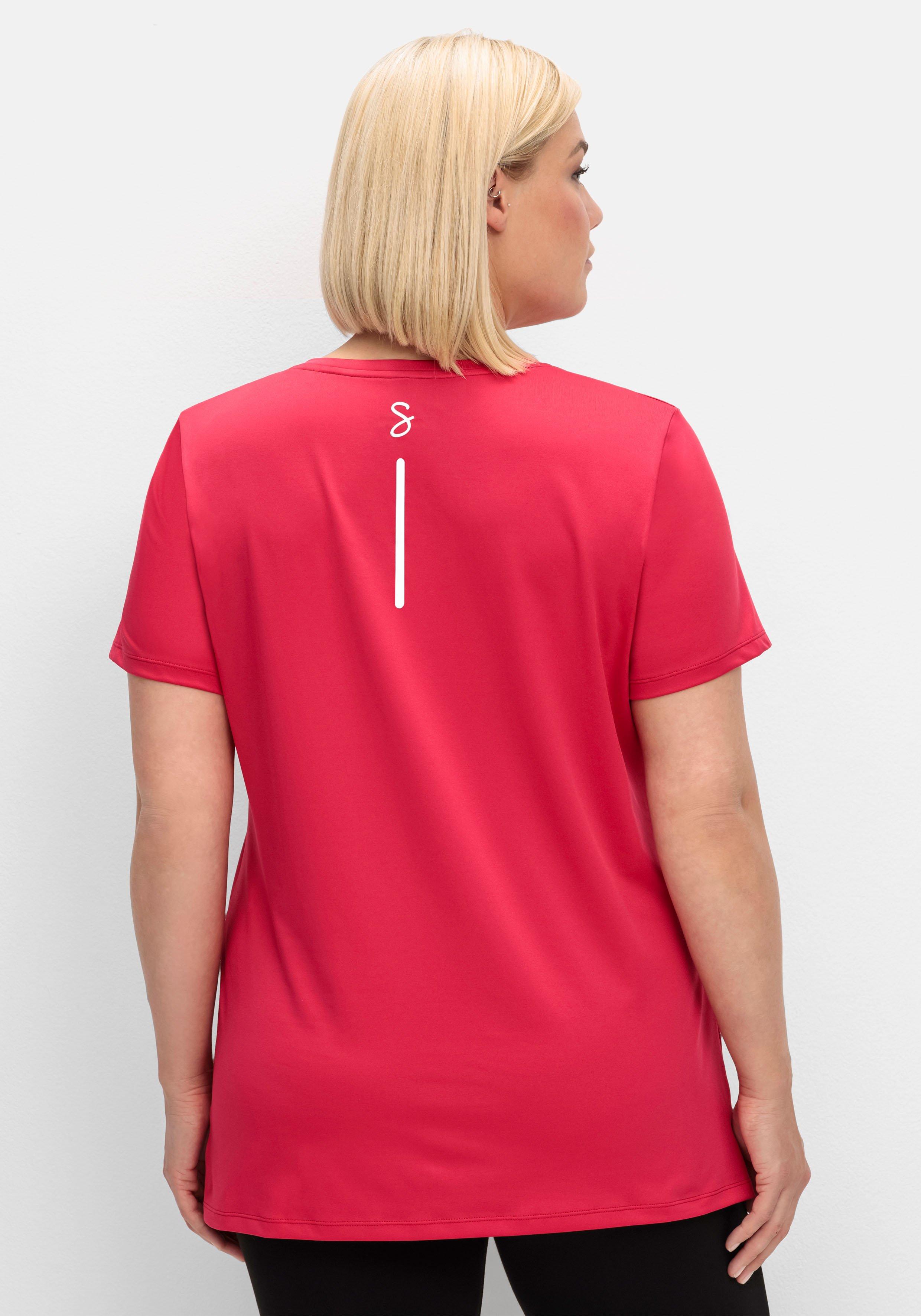 Funktionsshirt mit V-Ausschnitt und Frontdruck