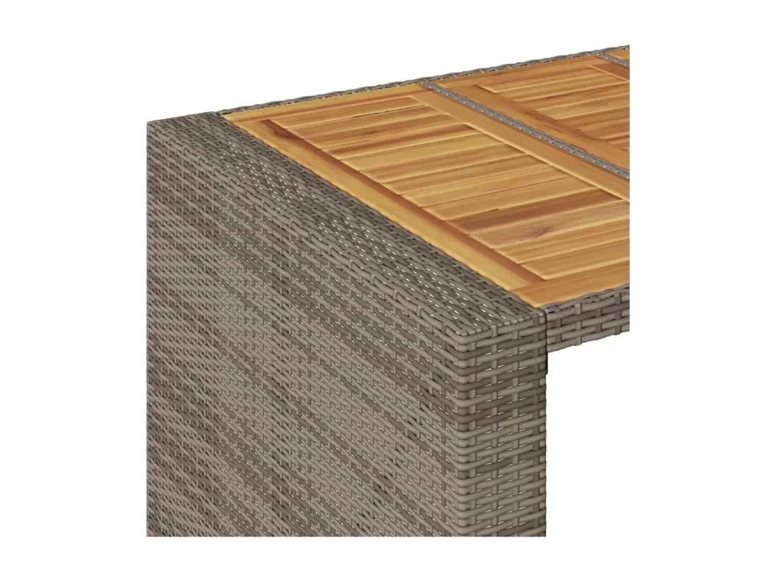 Prolenta Premium - Table de bar de jardin et dessus en bois acacia résine tressée