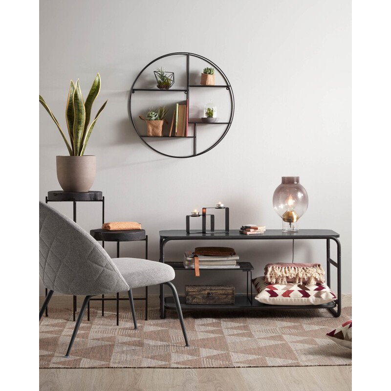 Étagère murale Across en acier avec finition noire Ø 55 cm