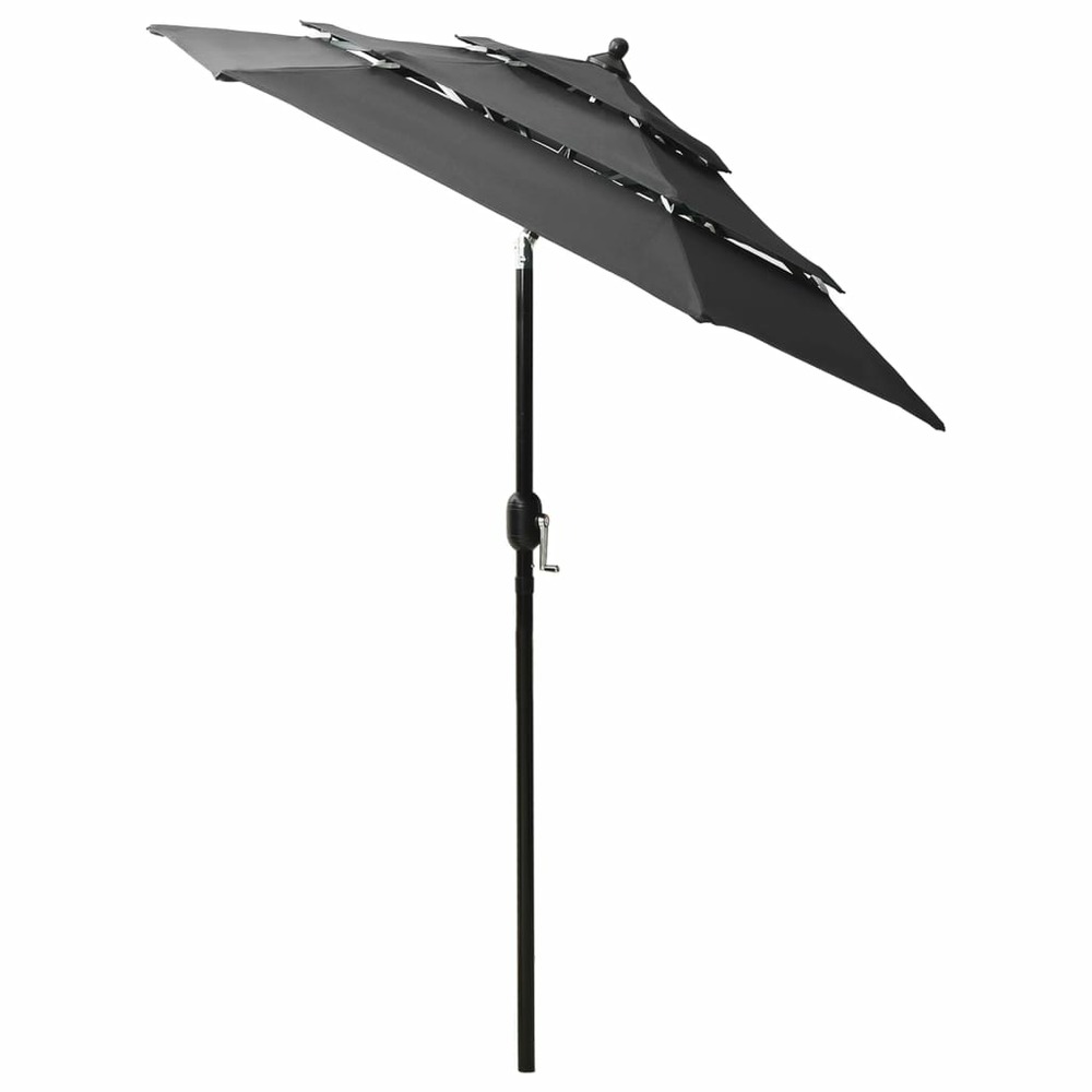 Parasol à 3 niveaux avec mât en aluminium 2 m anthracite