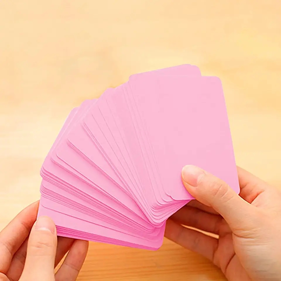 (100er Set) 89x52mm Kraftpapier Karten Blanco DIY Tischkarten Lern Karteikarten - Rosa