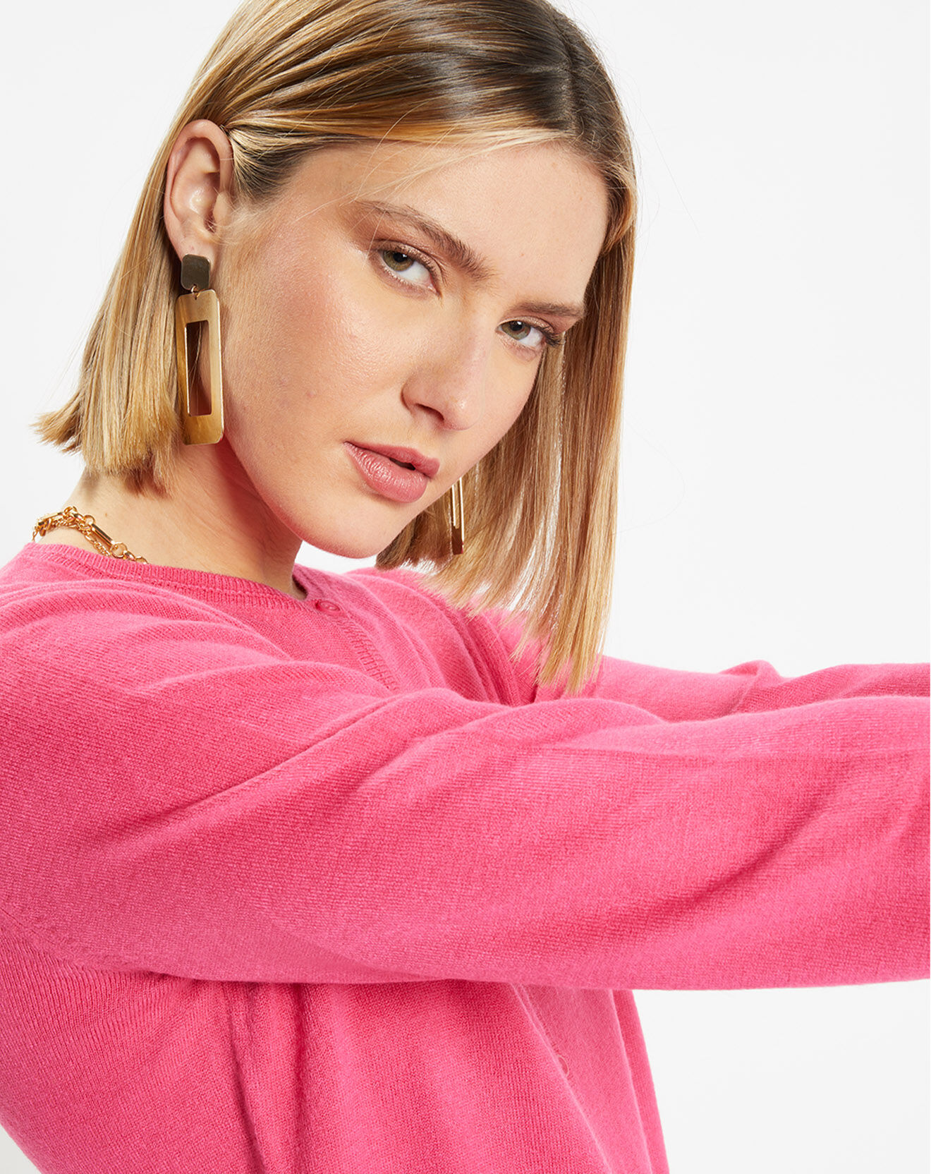 Galeries Lafayette Cardigan en Maille fine Fanny rose