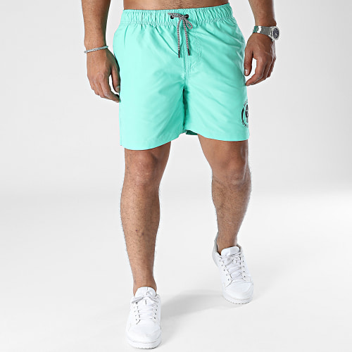 Short De Bain Logo Vert Pastel Noir