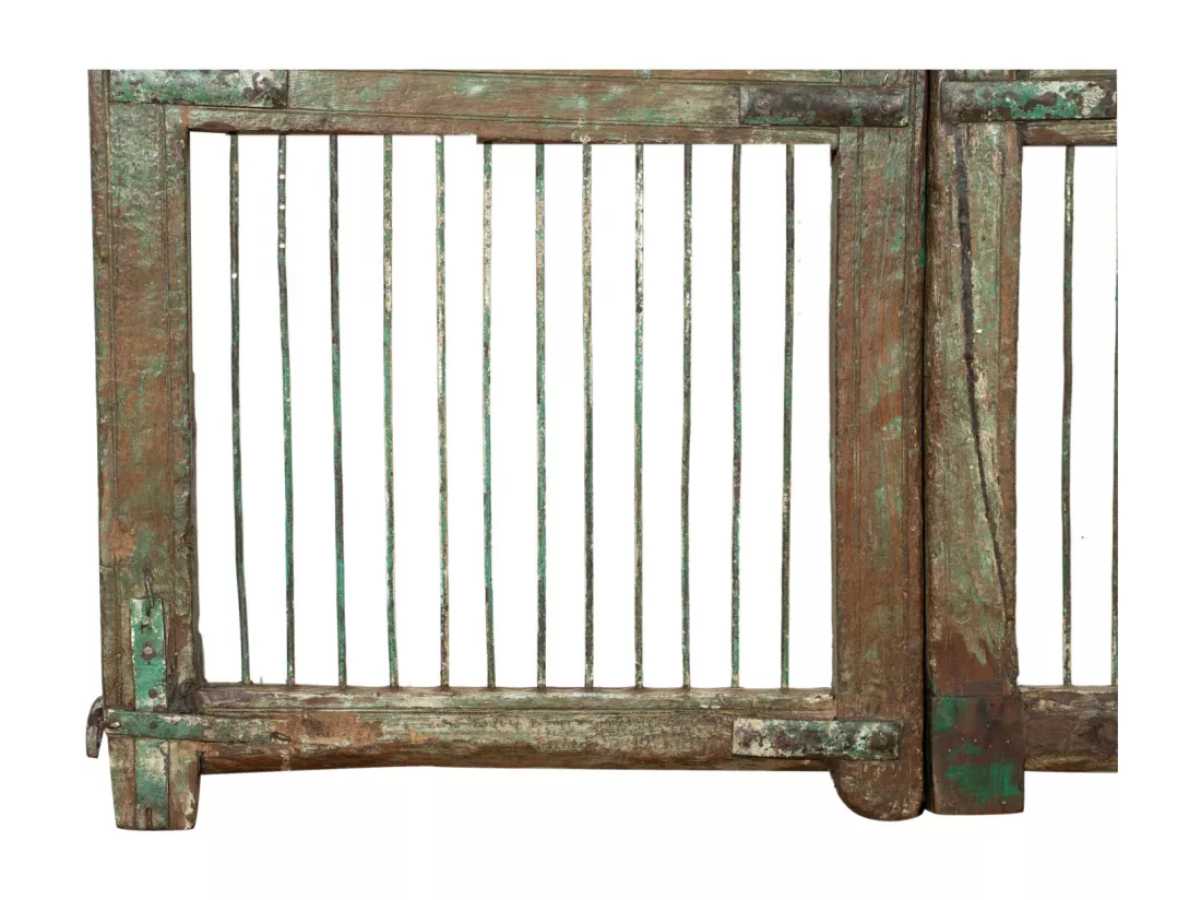 BISCOTTINI Portail - Bois Massif et Fer Finition Antique - Clôture en Fer - Portail en Métal - Porte Décorative - Portail d'Entrée - Clôture en Bois - Intérieur et Extérieur - 102x6x94cm