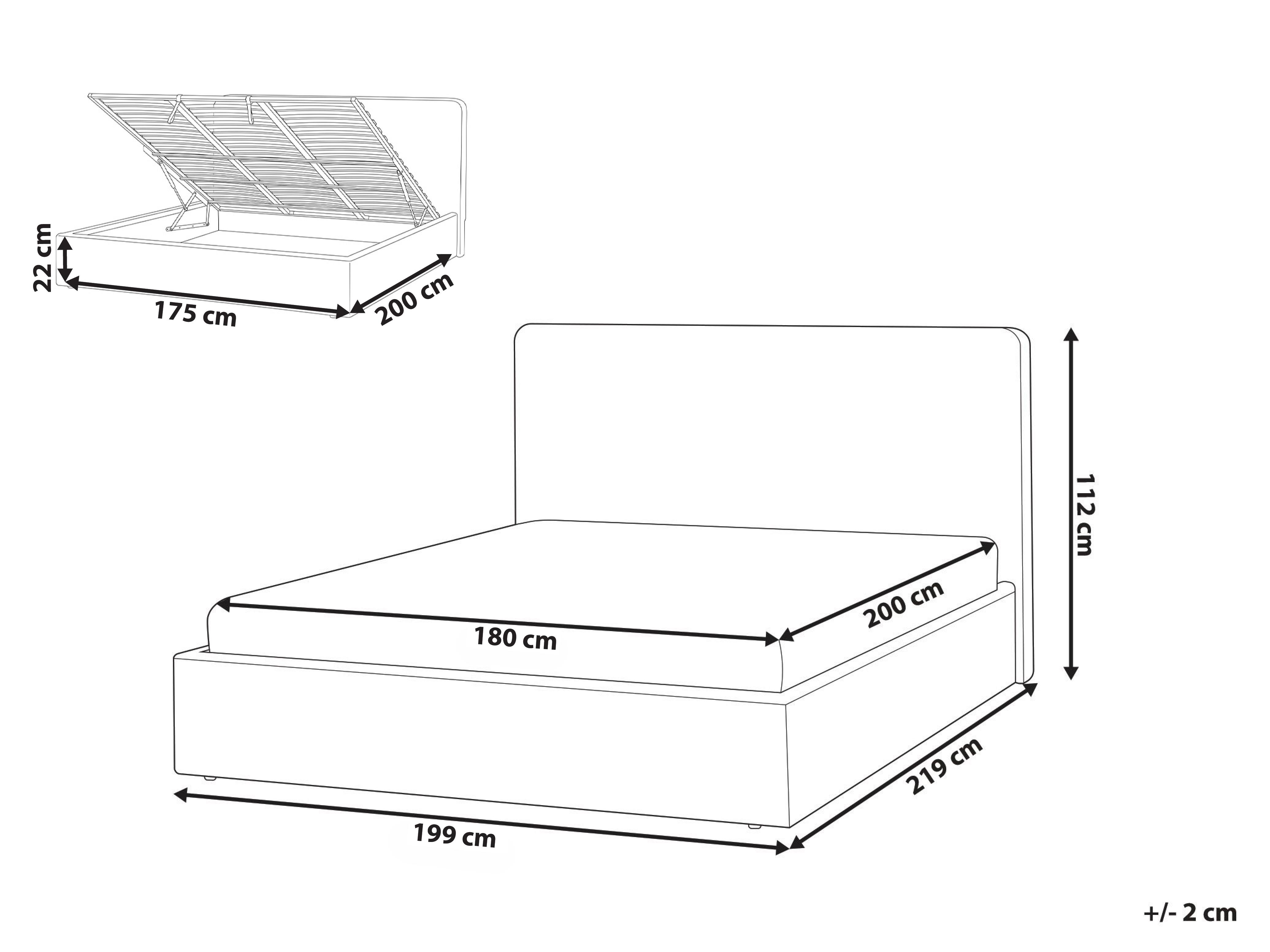 Bed met opbergruimte Bouclé BRENON 180 x 200 cm Gebroken wit