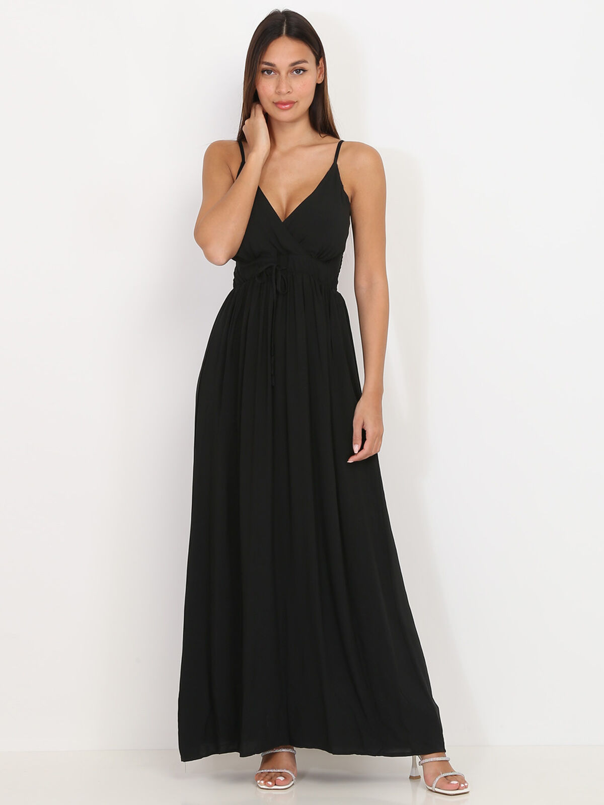 Robe longue cache coeur- Noir