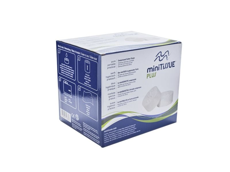 miniTiSSUE Erfrischungstücher BoxBC200 Plus 10 x 20 Stück Feuchttücher für Hände und Gesicht