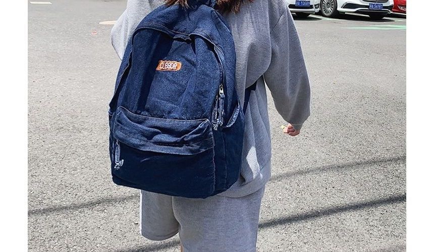 EAVALURE - Denim rugzak met letters
