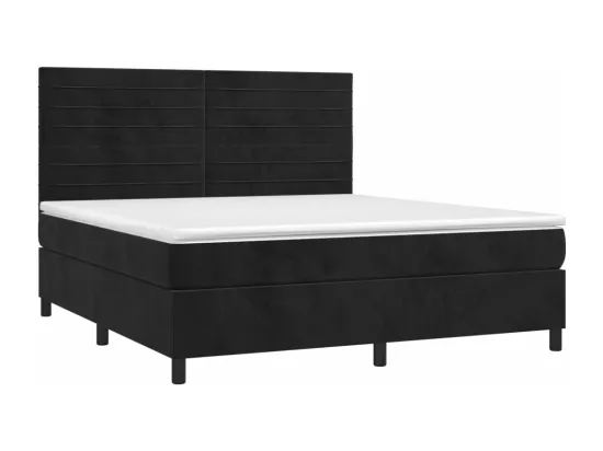 Sommier tapissier avec matelas et LED Noir 160x200 cm Velours