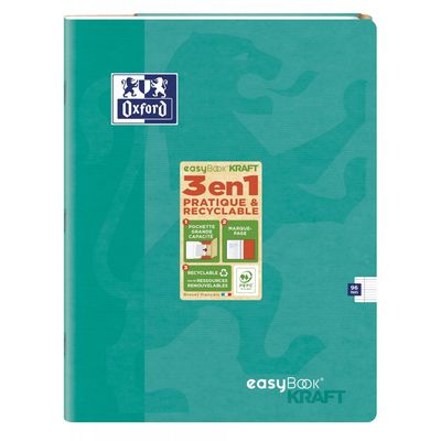 Oxford EasyBook Kraft - Cahier 24 x 32 cm - 96 pages - grands carreaux (Seyes) - disponible dans différentes couleurs