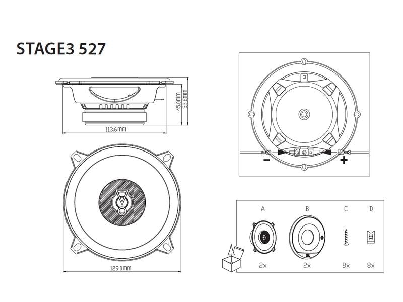 JBL Car 2-Weg Lautsprecher Stage3 527 Koaxial-Lautsprecher