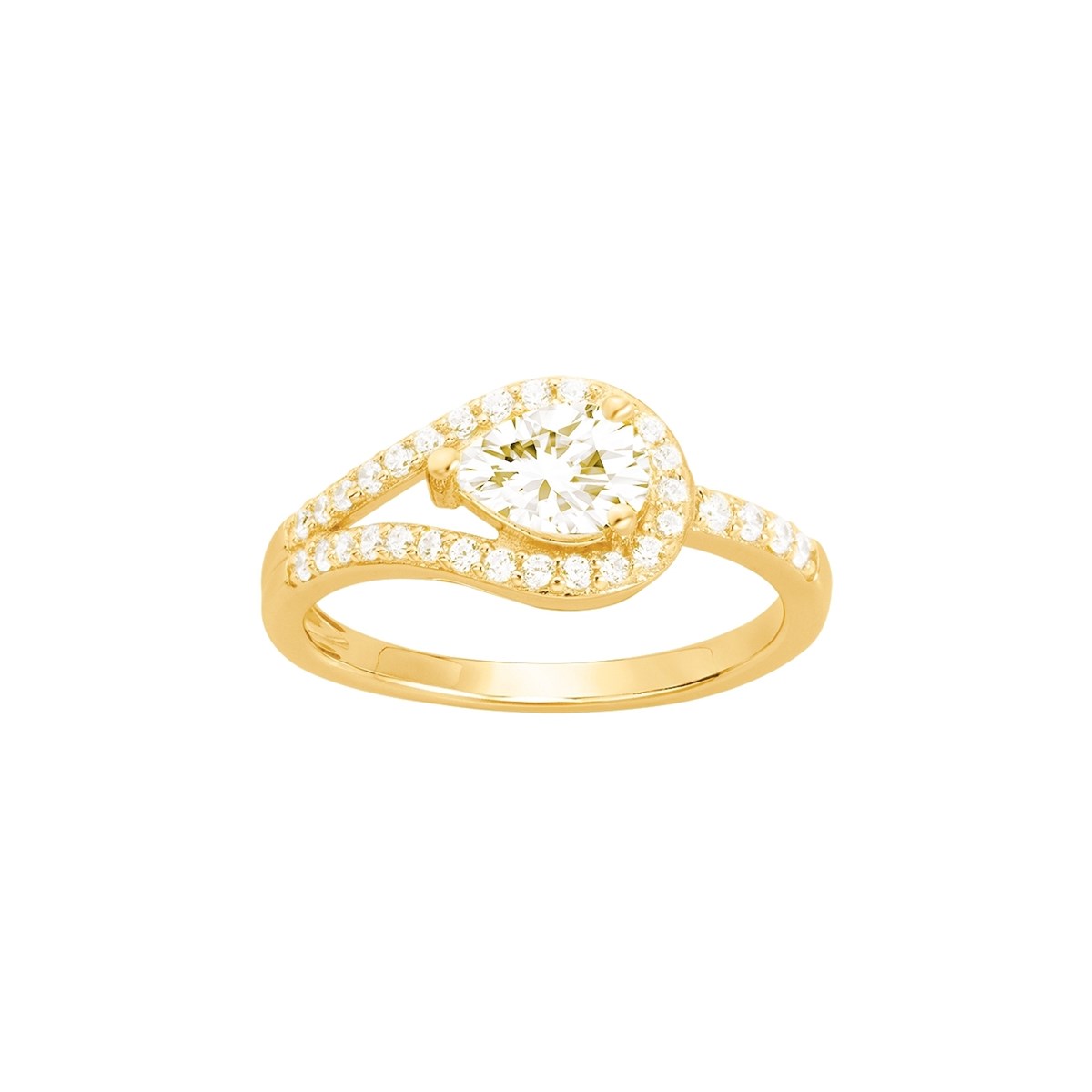 Bague en Plaqué Or avec oxyde de zirconium blanc