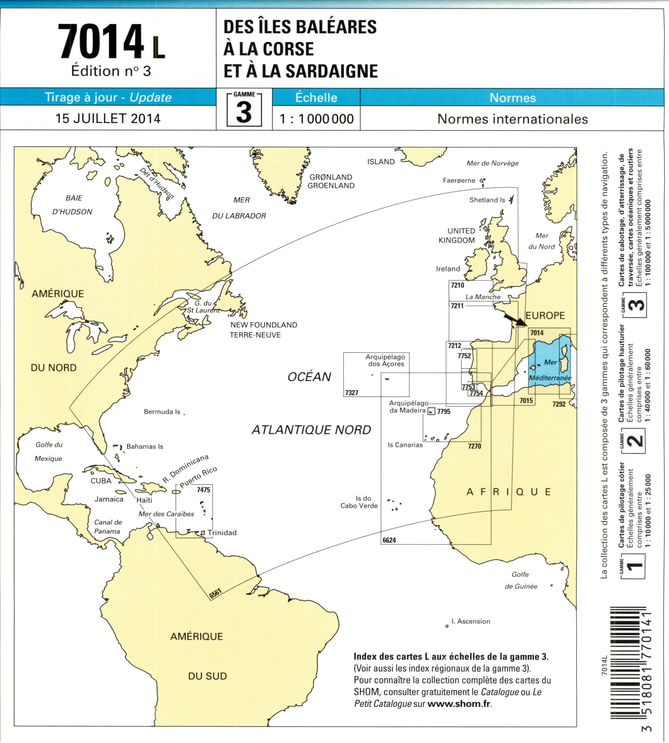 EPSHOM - 7014L DES ILES BALEARES A LA CORSE