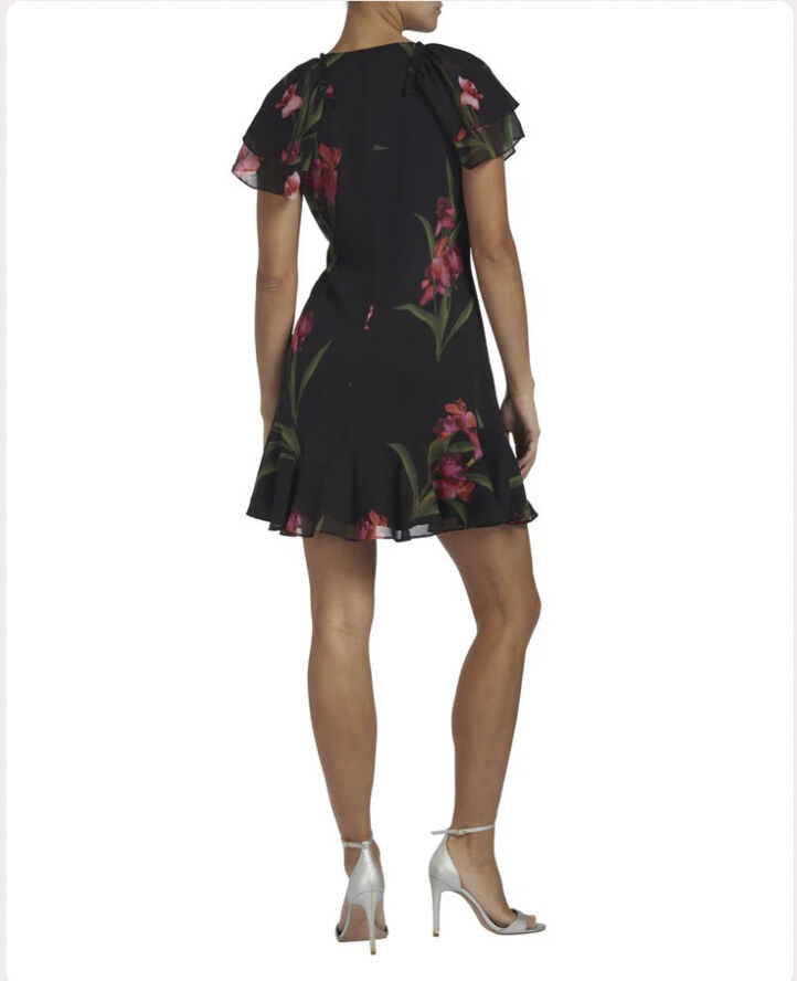 Ted Baker FASNIA Angel Sleeve Wrap Mini Dress Black