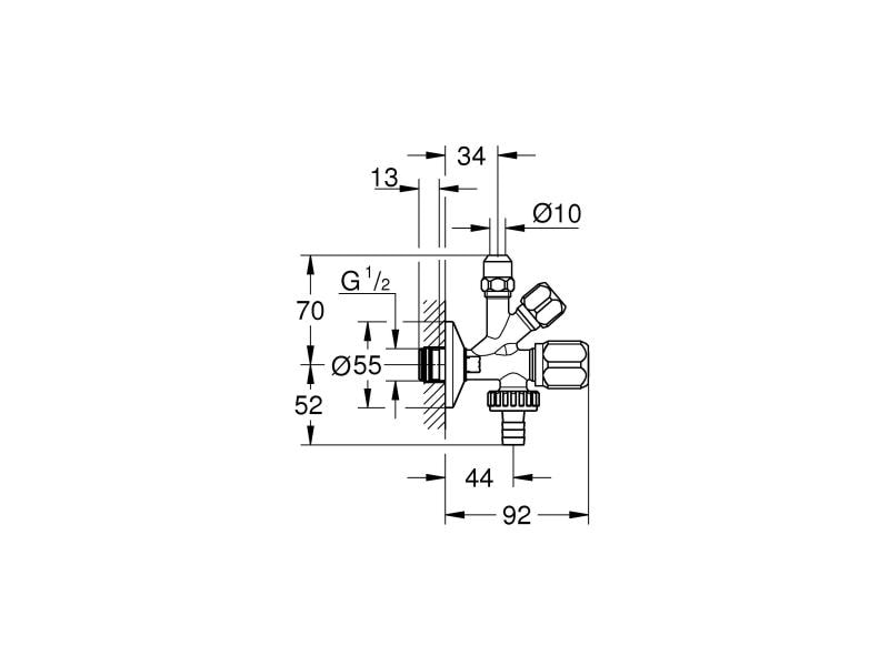 GROHE Eckventil Original WAS 1/2 mit selbstdichtendem Gewin Kombi-Ventil