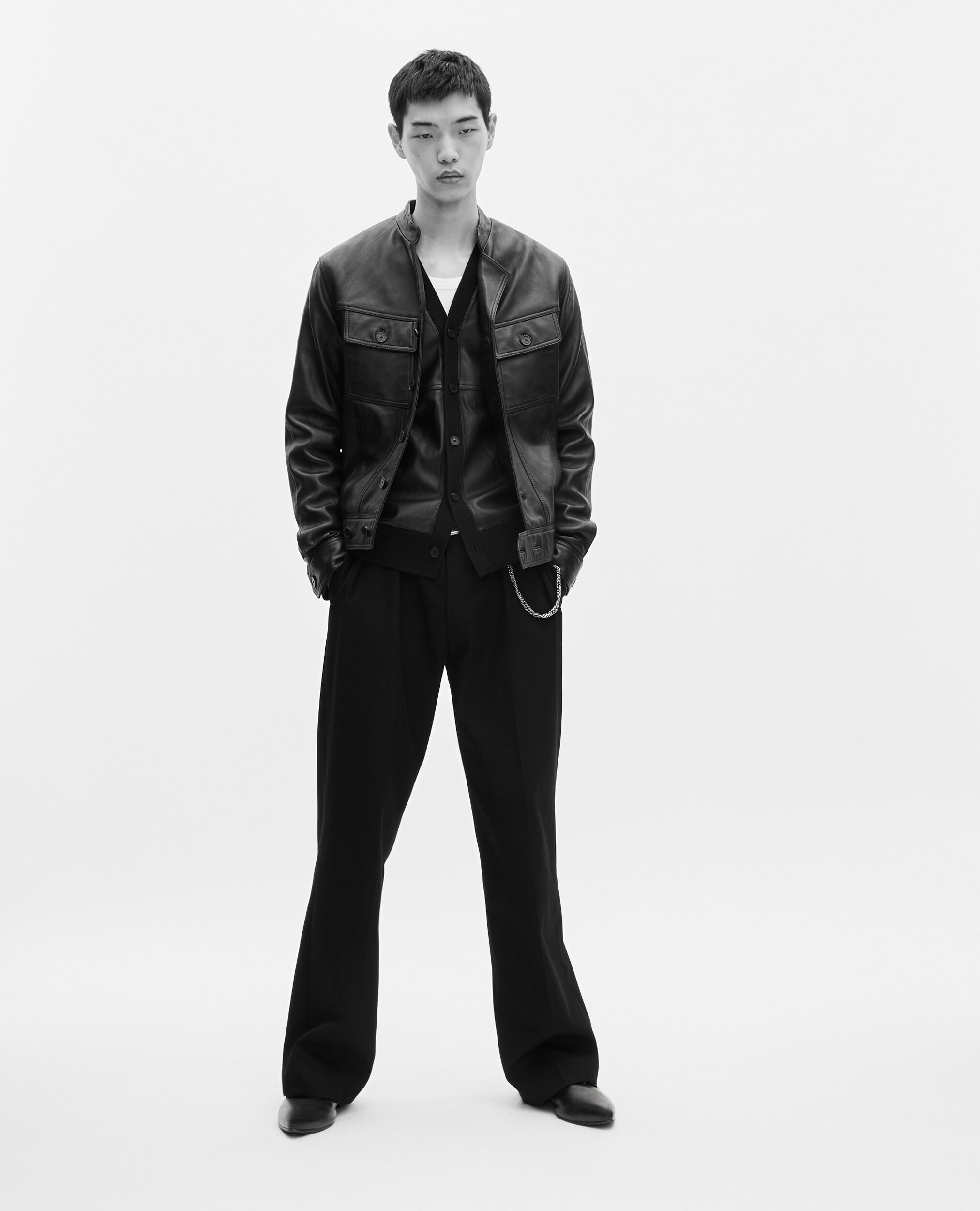 Veste en cuir noire