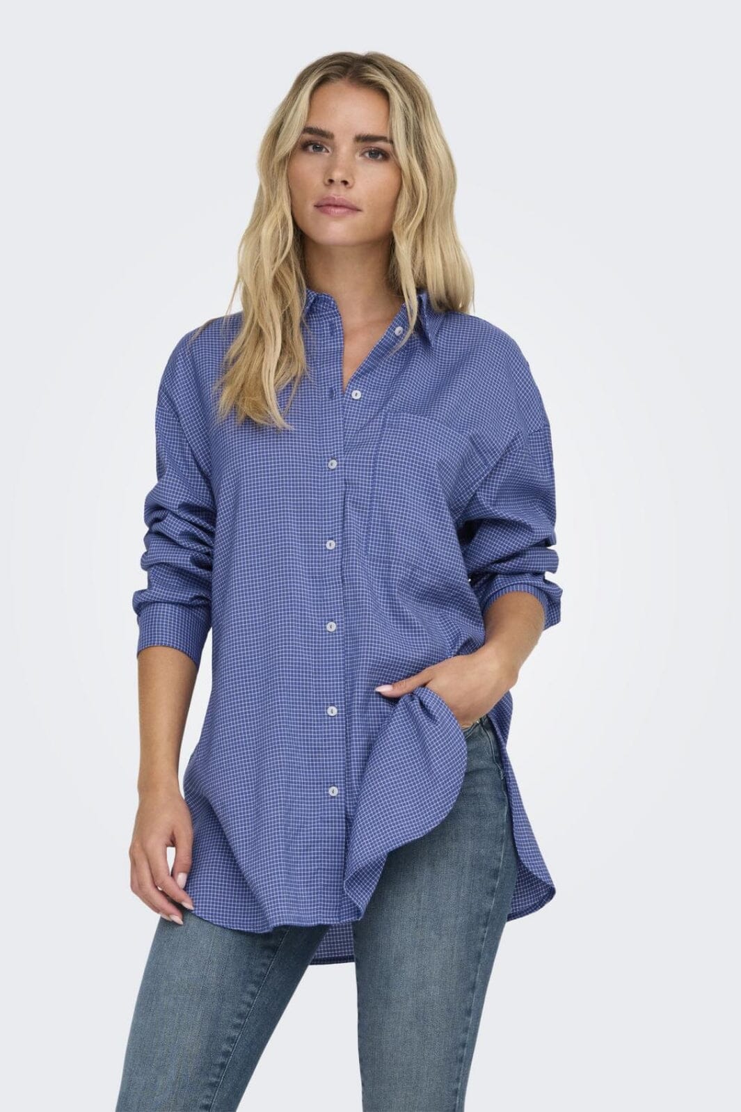 Only Onlmaggie L/S Check Shirt 4710631 amparo blue white