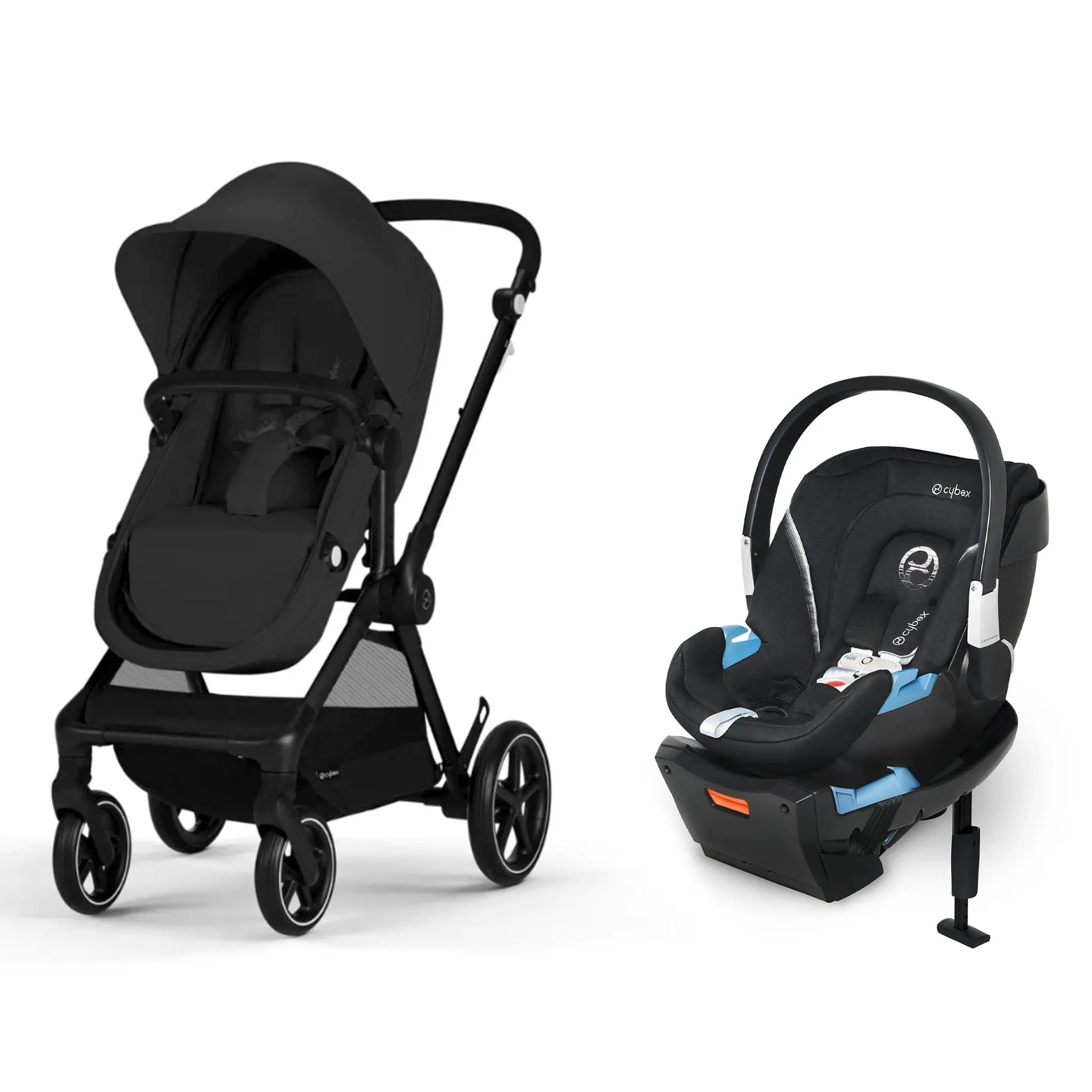 Cybex Poussette Eos + Siège d'Auto Cybex Aton2 avec Sensorsafe - Noir Lavastone