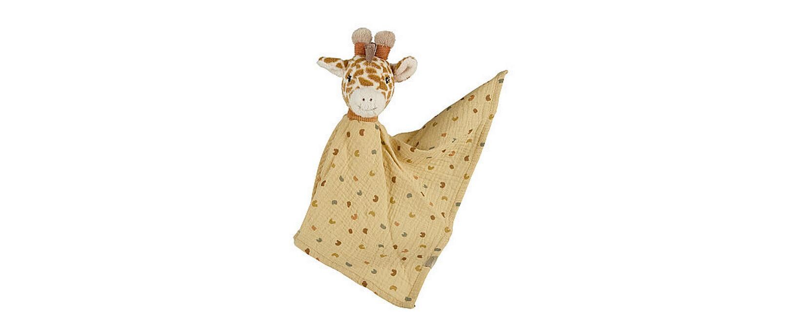 Schmusetuch Giraffe Kaya LFlauschiger Musselintuch mit süssem Allover-Motiv
