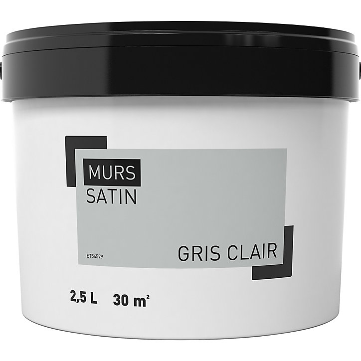 Peinture murale gris clair satin 2,5L