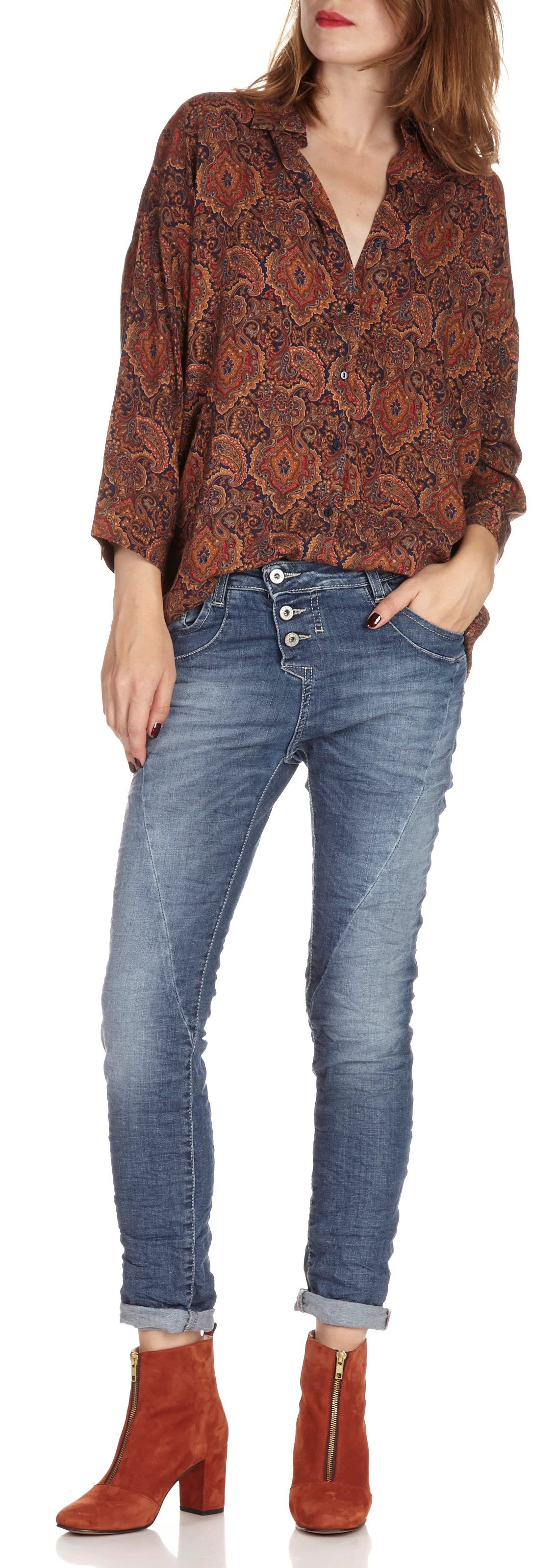 Jean boyfriend taille normale | Bleu