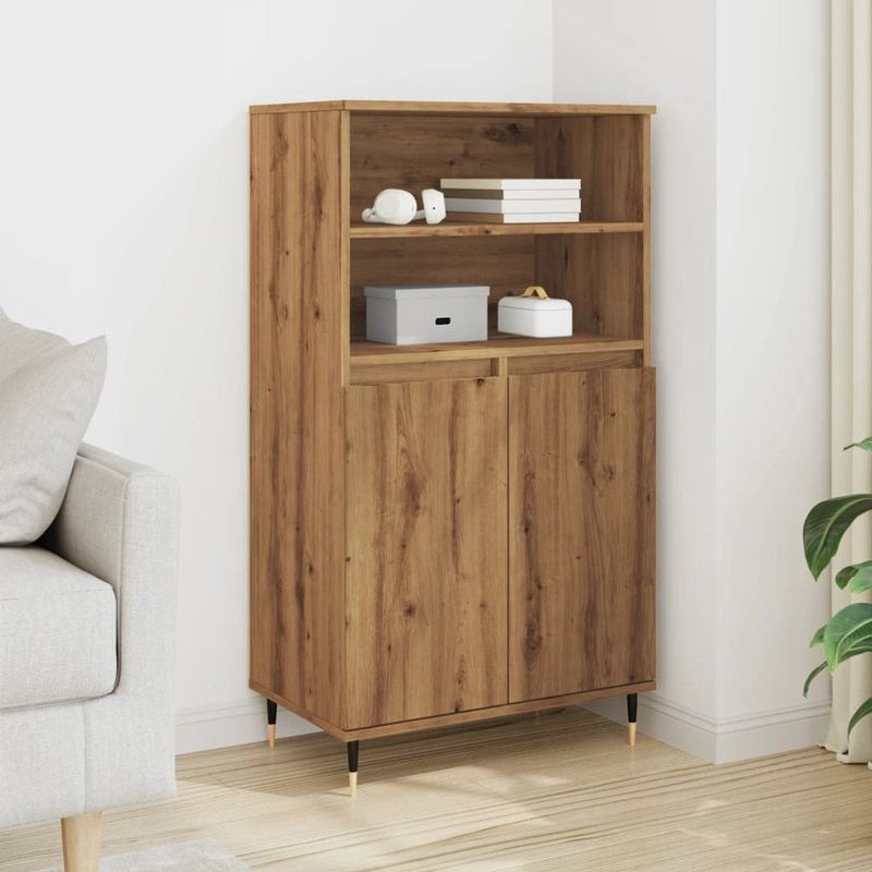 vidaXL - Hoge Kast - Eikenkleurig - Bewerkt Hout - 60x36x110 cm