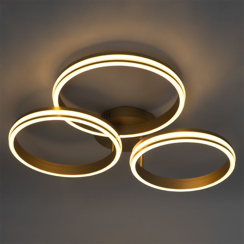 Plafondlamp messing incl. LED 3-staps dimbaar 3-lichts - Navara