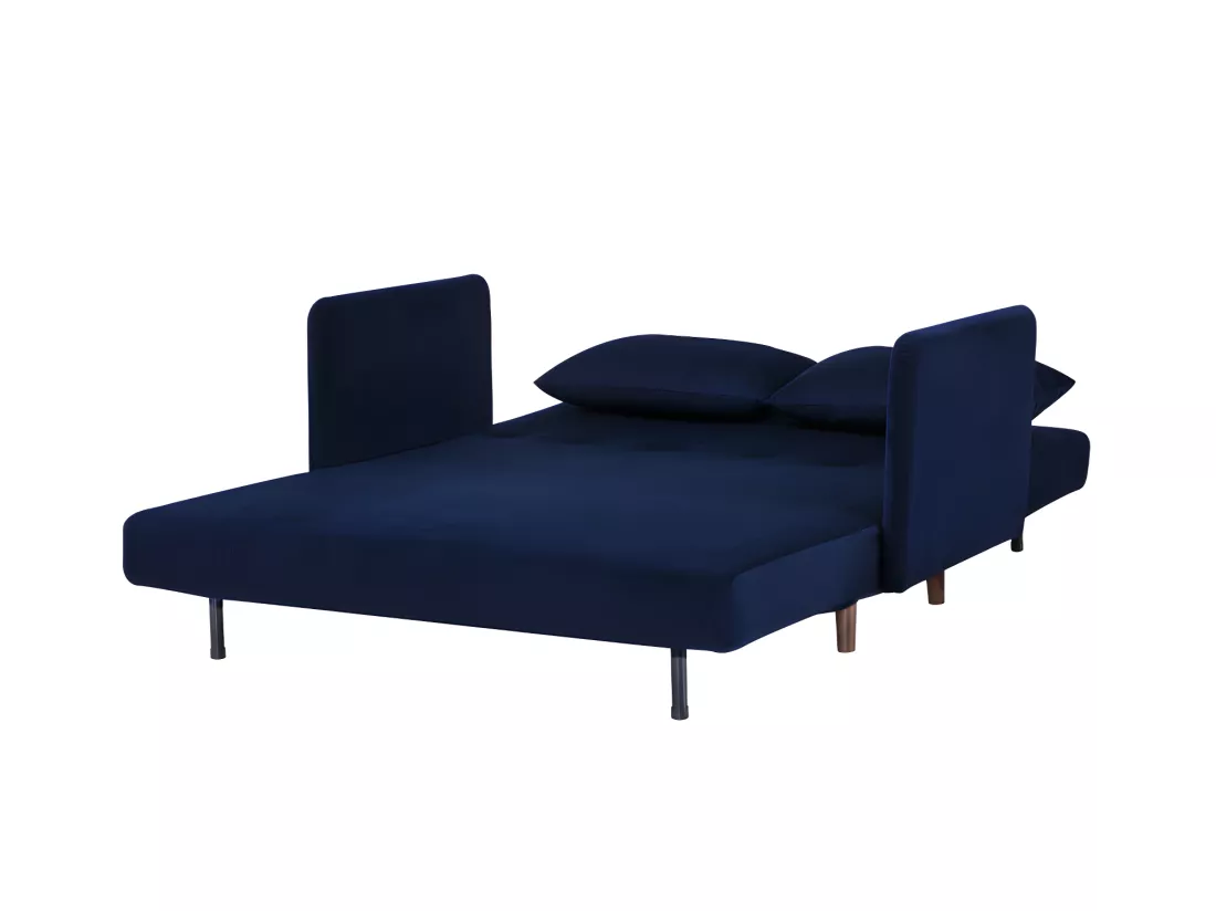 Belushi - Canapé convertible 2 places en velours côtelé L120cm - Bleu marine