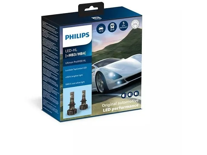 Philips Ultinon Pro9100 LED HB3/HB4 12/24V - Sæt