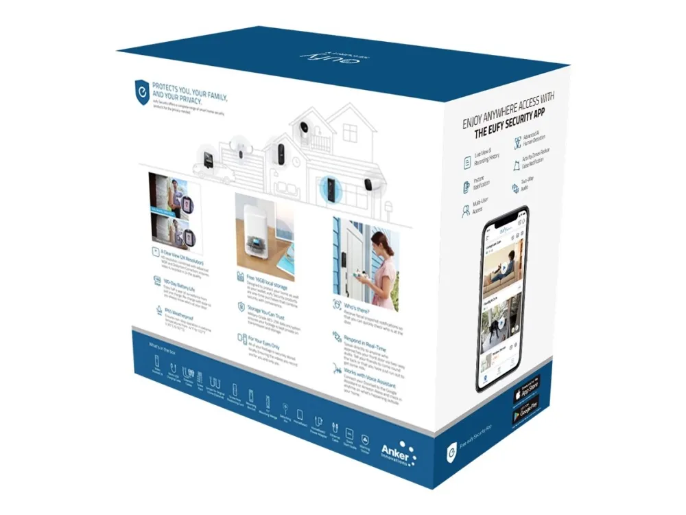 Eufy Security Video Doorbell - Dørklokkesæt - trådløs - Wi-Fi - 2.4 Ghz
