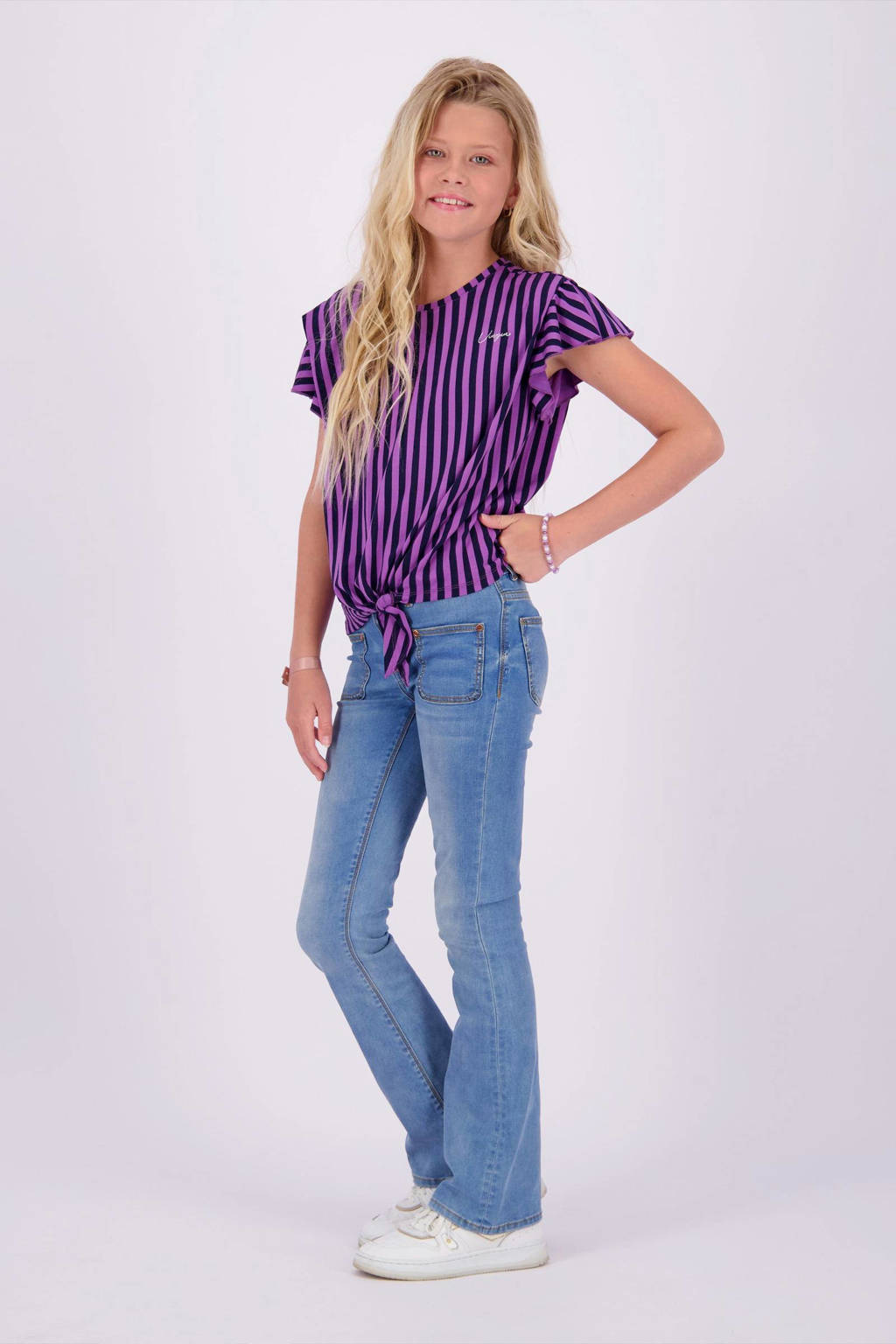 Vingino gestreept T-shirt paars/zwart