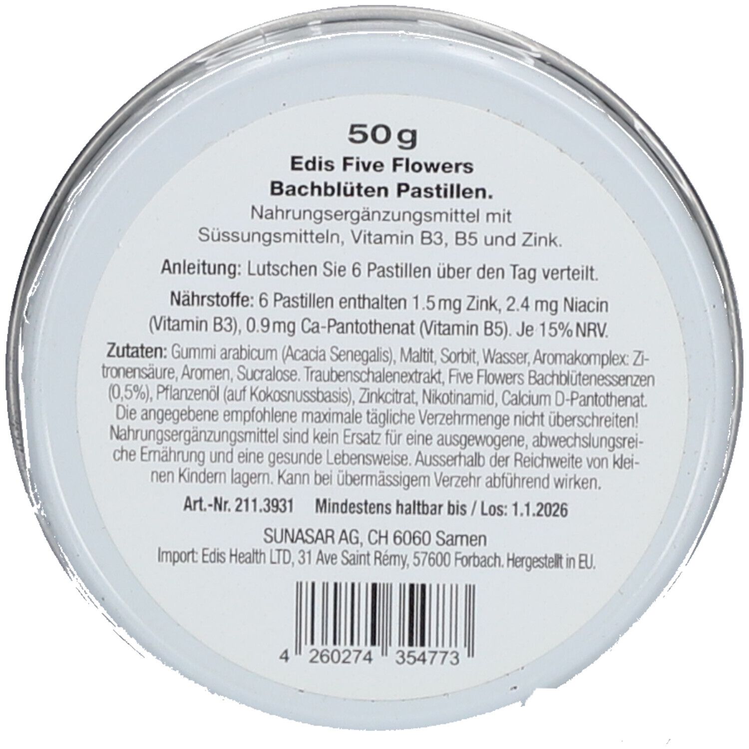 Edis® Five Flowers Bachblüten Pastillen Kirschgeschmack