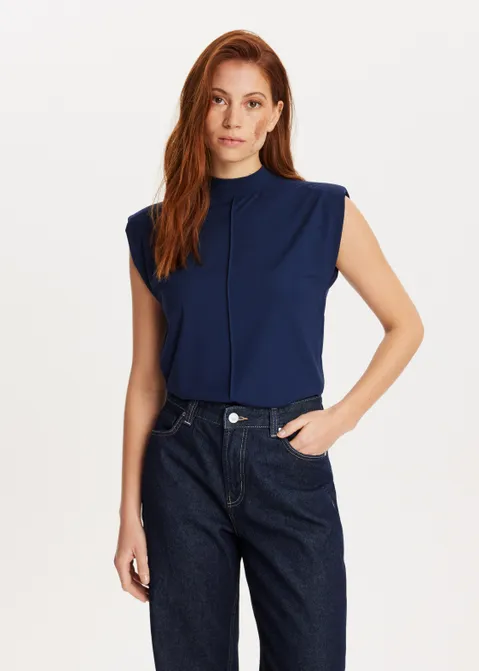 T-shirt met schoudervulling blauw (BLW.D)