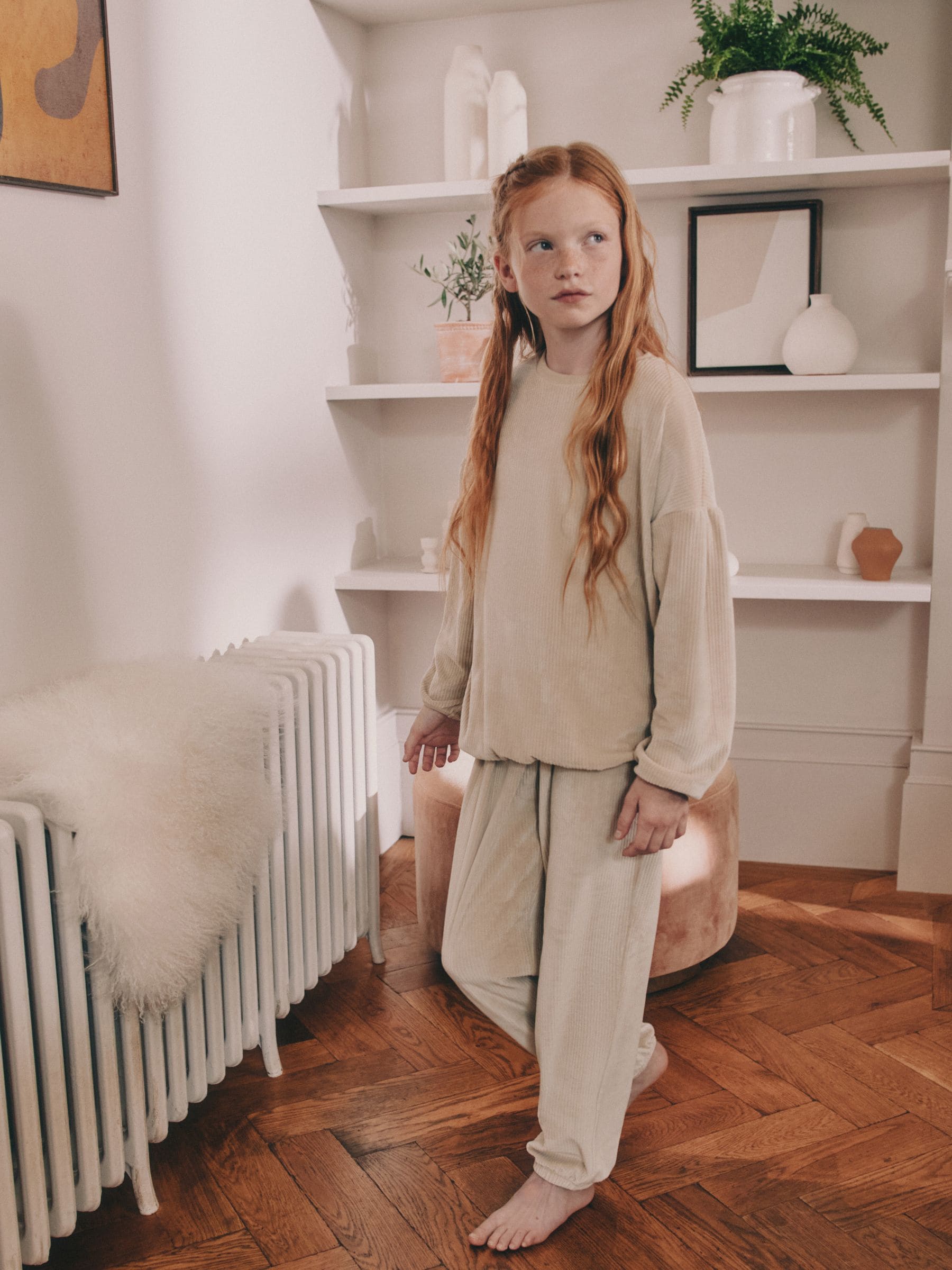 Crème geribbeld - Behaaglijke fleece pyjama (9 mnd-16 jr)