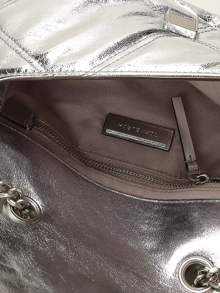 TORY BURCH Ledertasche - Umhängetasche KIRA Small silber