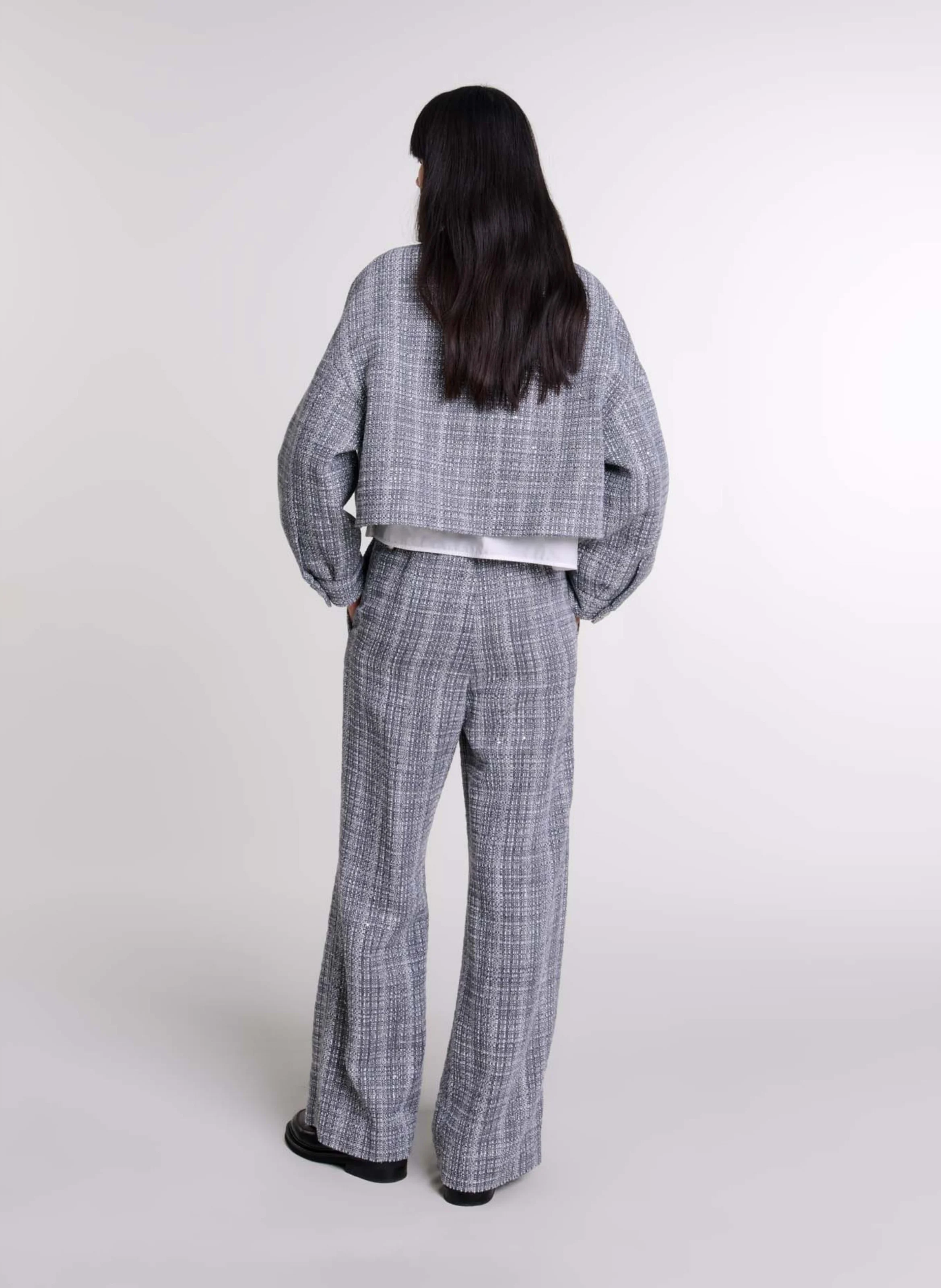 Blouson col classique ample en coton mélangé | Gris