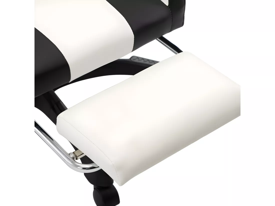 Fauteuil de jeux vidéo et repose-pied Noir et blanc Similicuir