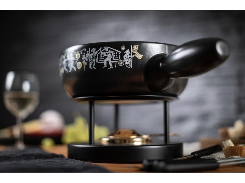 Kuhn Rikon Fondue-Caquelon Induktion Bundesfeier Schwarz Schwarze Fonduepfanne