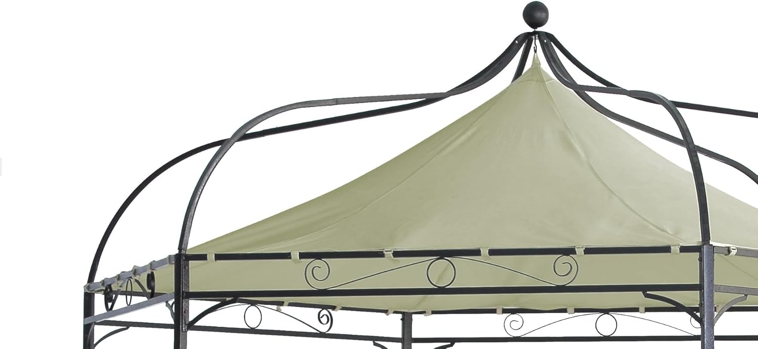 DEGAMO Gartenpavillon Modena 6-eckig 320cm, stabiles Stahlgestell schwarz, Dach naturfarben wasserdicht beschichtet
