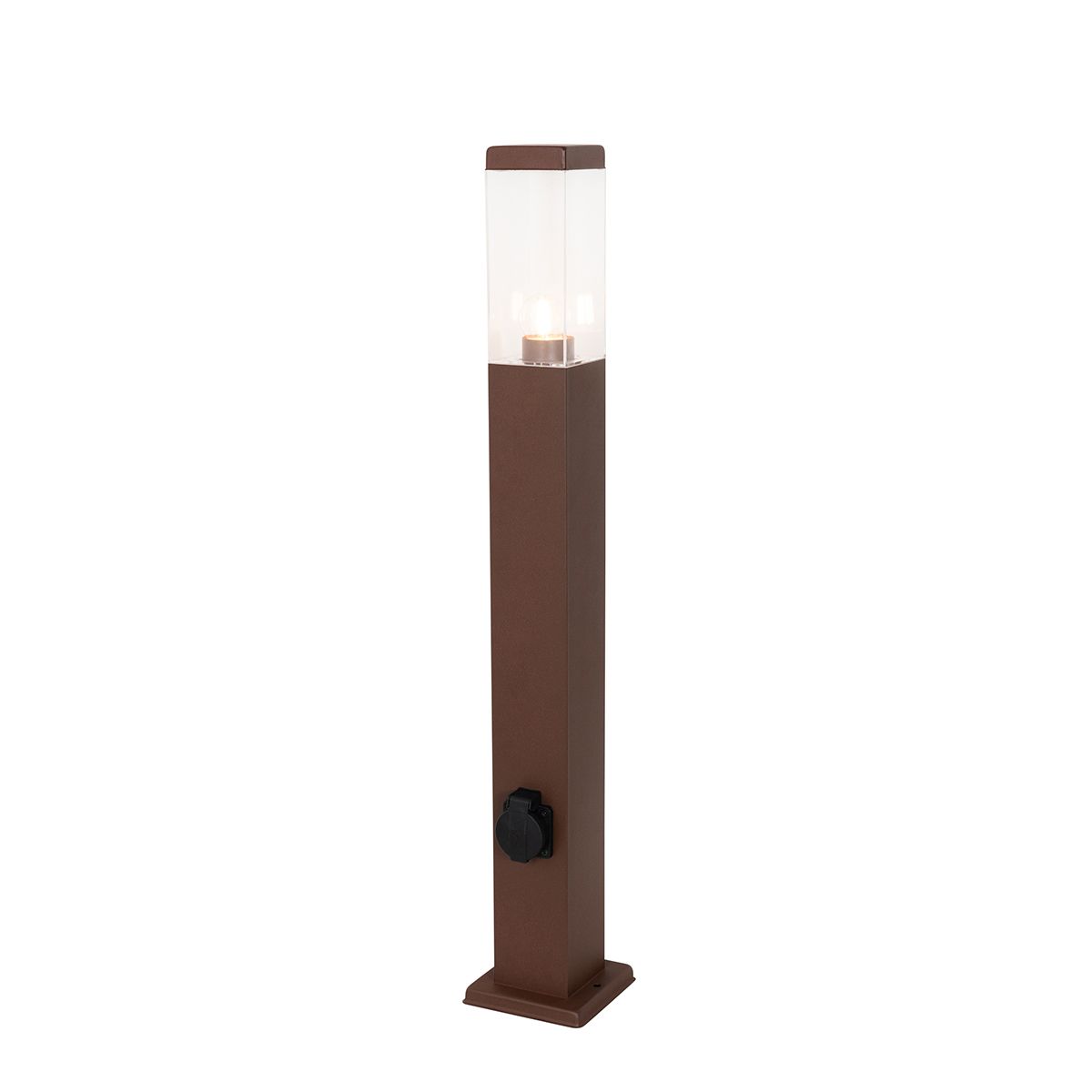 Buitenlamp roestbruin met grondpin en kabelmof 80cm incl. stopcontact IP44 - Malios