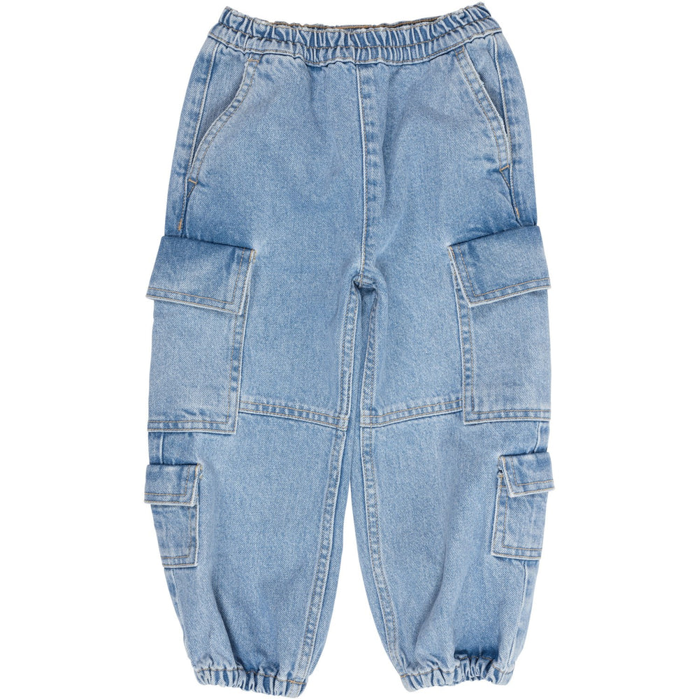 Køb COPENHAGEN COLORS Lt Blue Indigo Washed Organic Cargo Denim Bukser