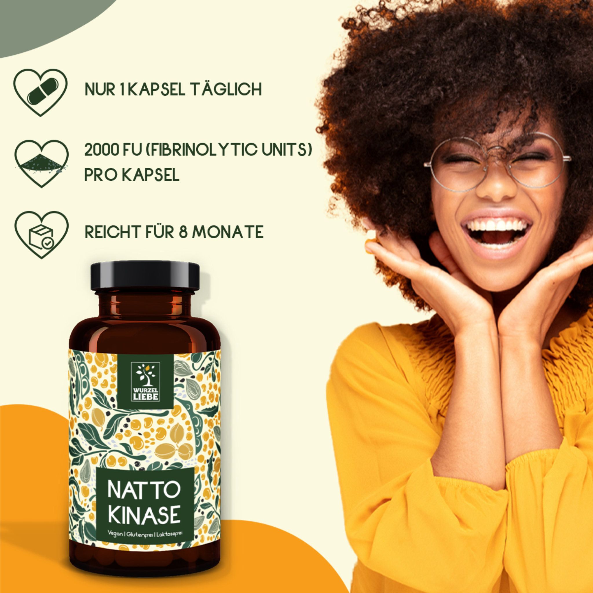 WURZELLIEBE Nattokinase 100 mg & 20.000 FU/g 240 vegane Kapseln