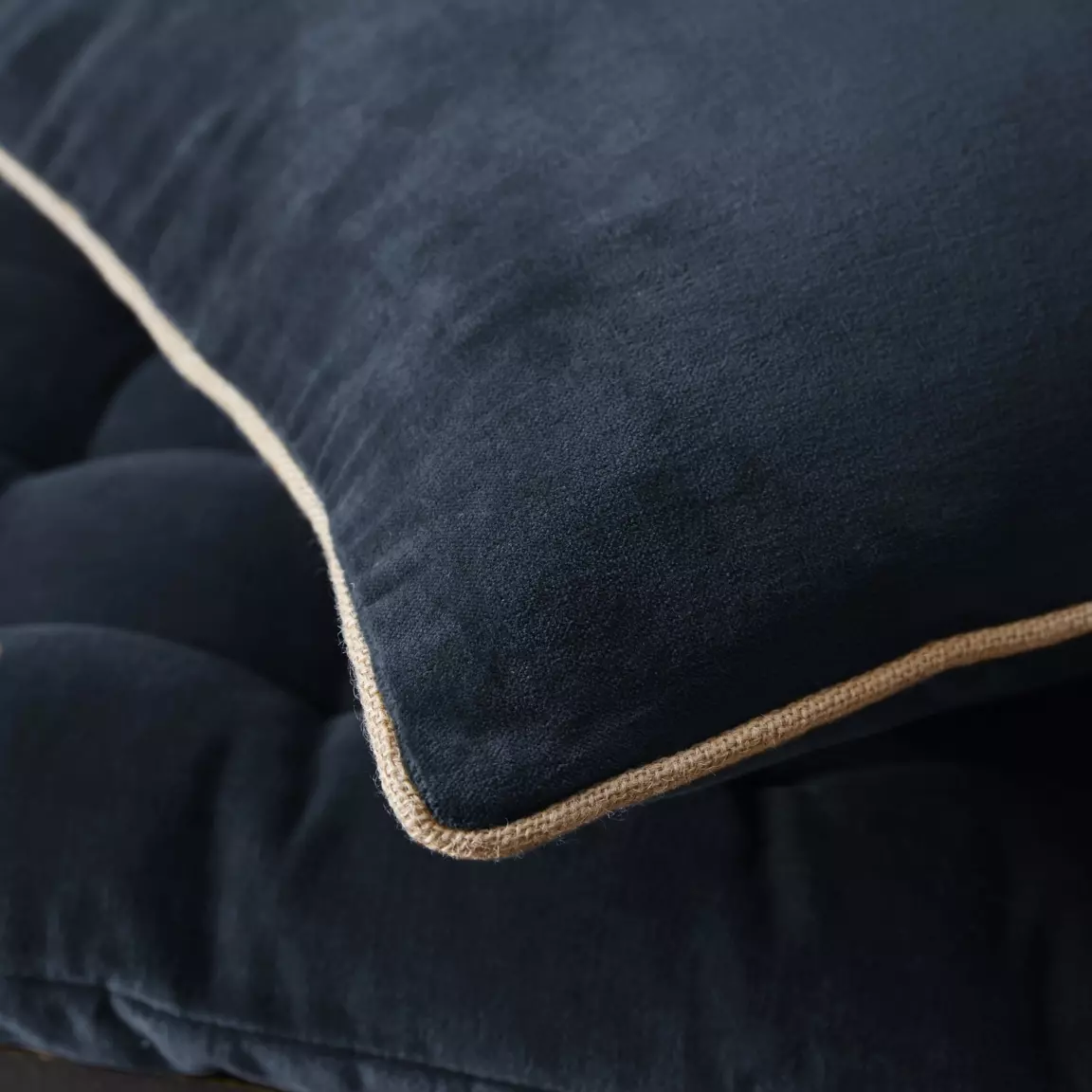 Coussin carré velours de coton (45 x 45 cm) César Bleu nuit