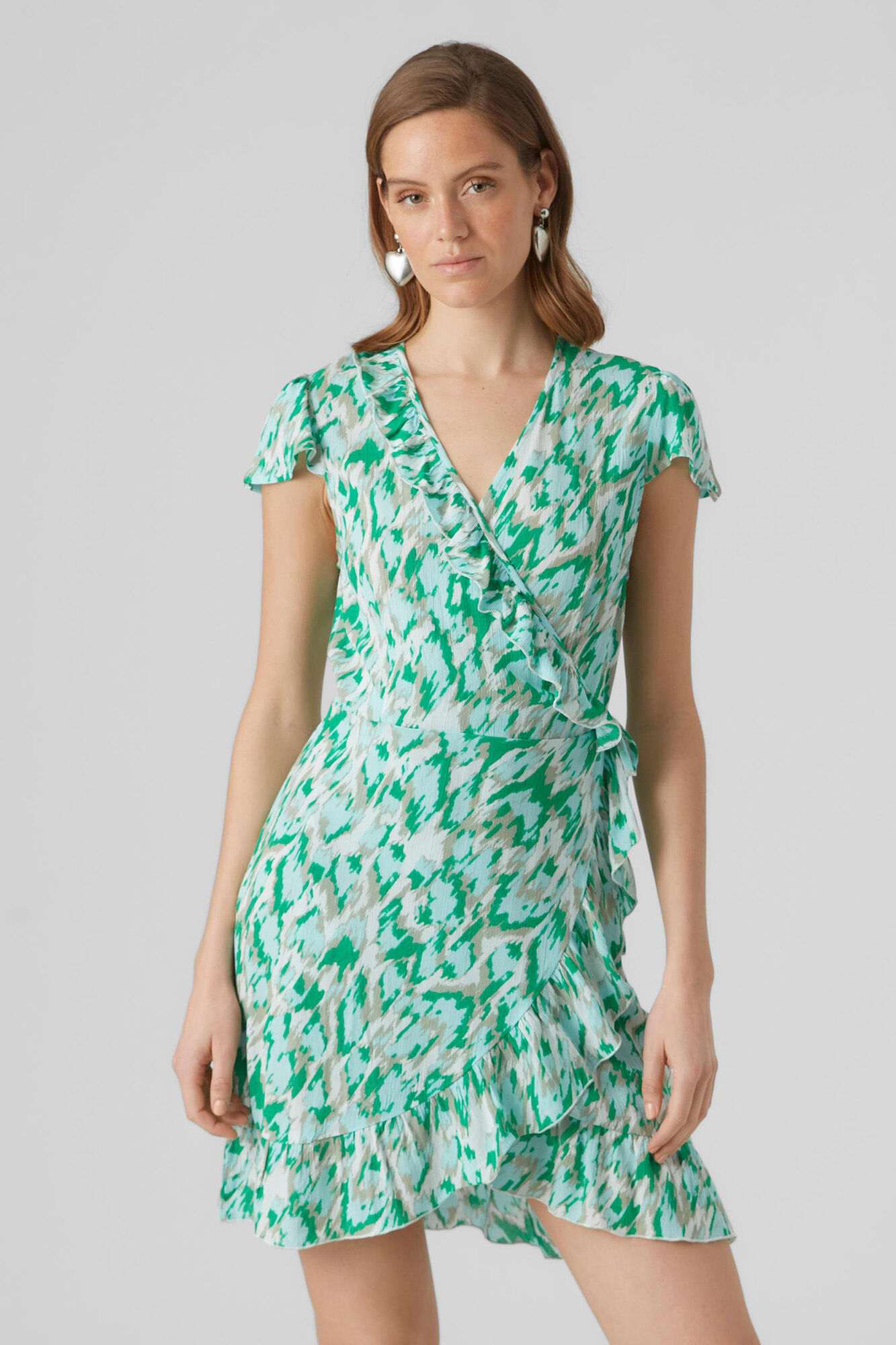 Vestido curto envelope - Azul