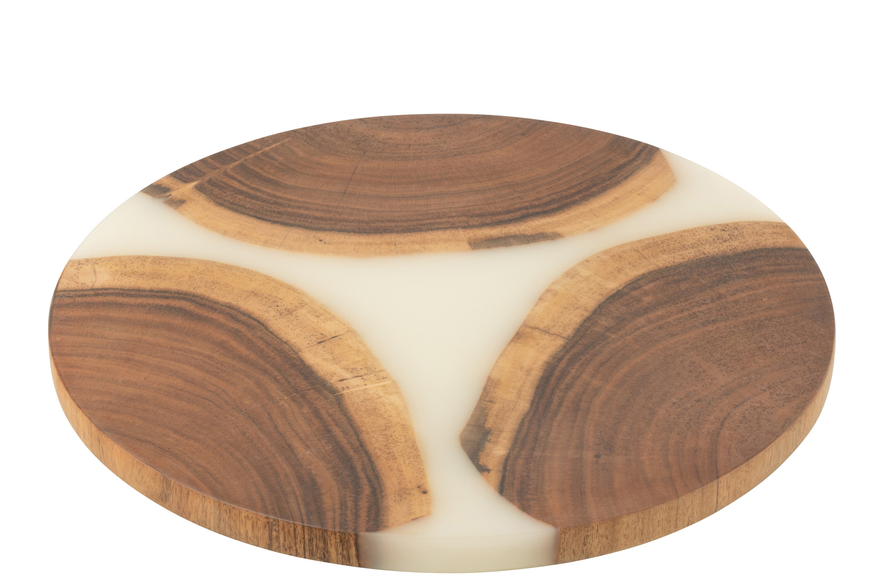 J-Line snijplank Rond - hout|epoxyhars - naturel|wit