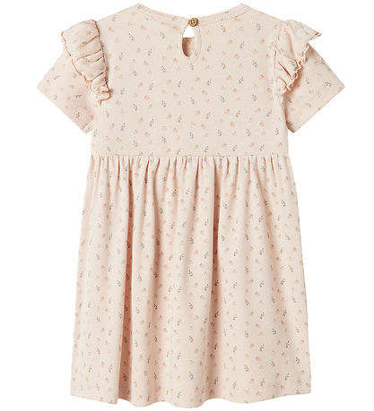 Lil' Atelier Kleid - Rib - NmfGago - Peach Blush m. Blumen