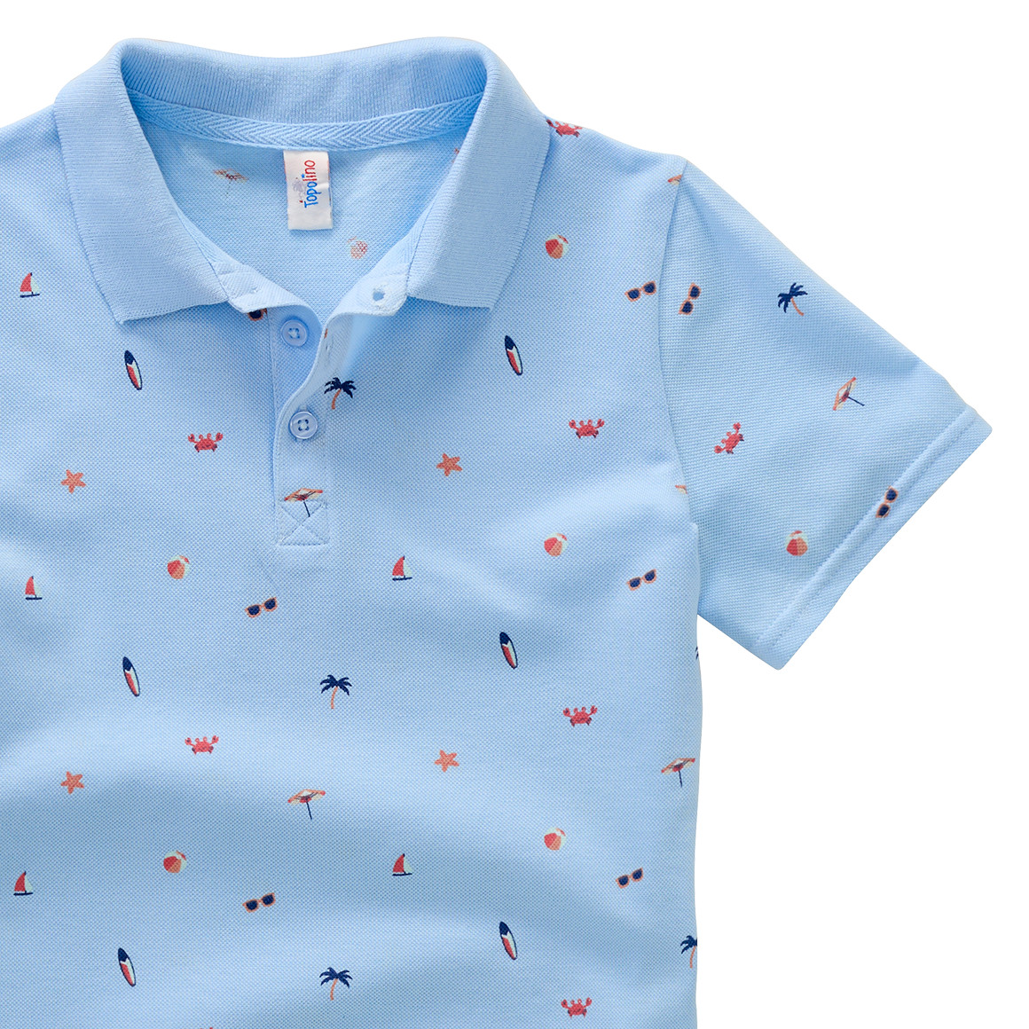 Topolino Jungen Poloshirt mit Allover-Print hellblau